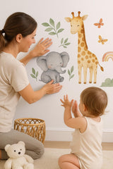 Jungle Animal Wall Decals for Nursery | Safari Animal Wall Stickers | Elephant and Giraffe Decals | Baby Room Jungle Theme Decor
