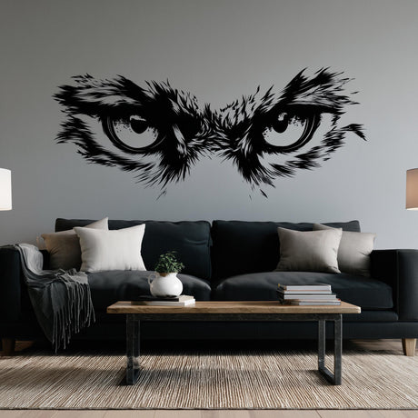 Pallas Cat Eyes Wall Decal | Manul Eyes Vinyl Sticker | Wild Cat Silhouette Wall Art | Minimalist Animal Wall Decor | Fierce Gaze Wall Decal