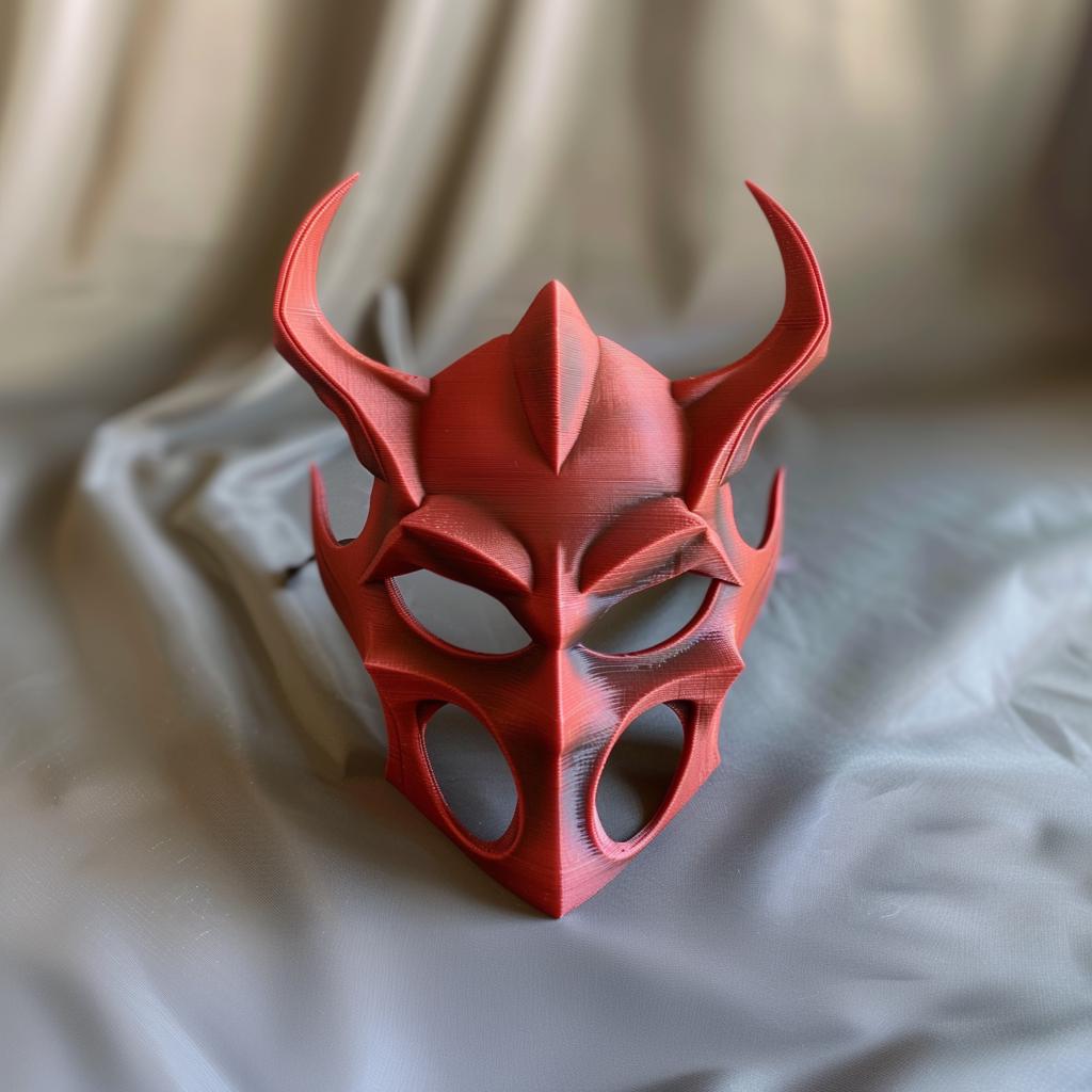 3D Printed Demon Mask | Gothic Horned Face Sculpture | Dark Fantasy Cosplay Prop | Unique Halloween Costume and Art Decor