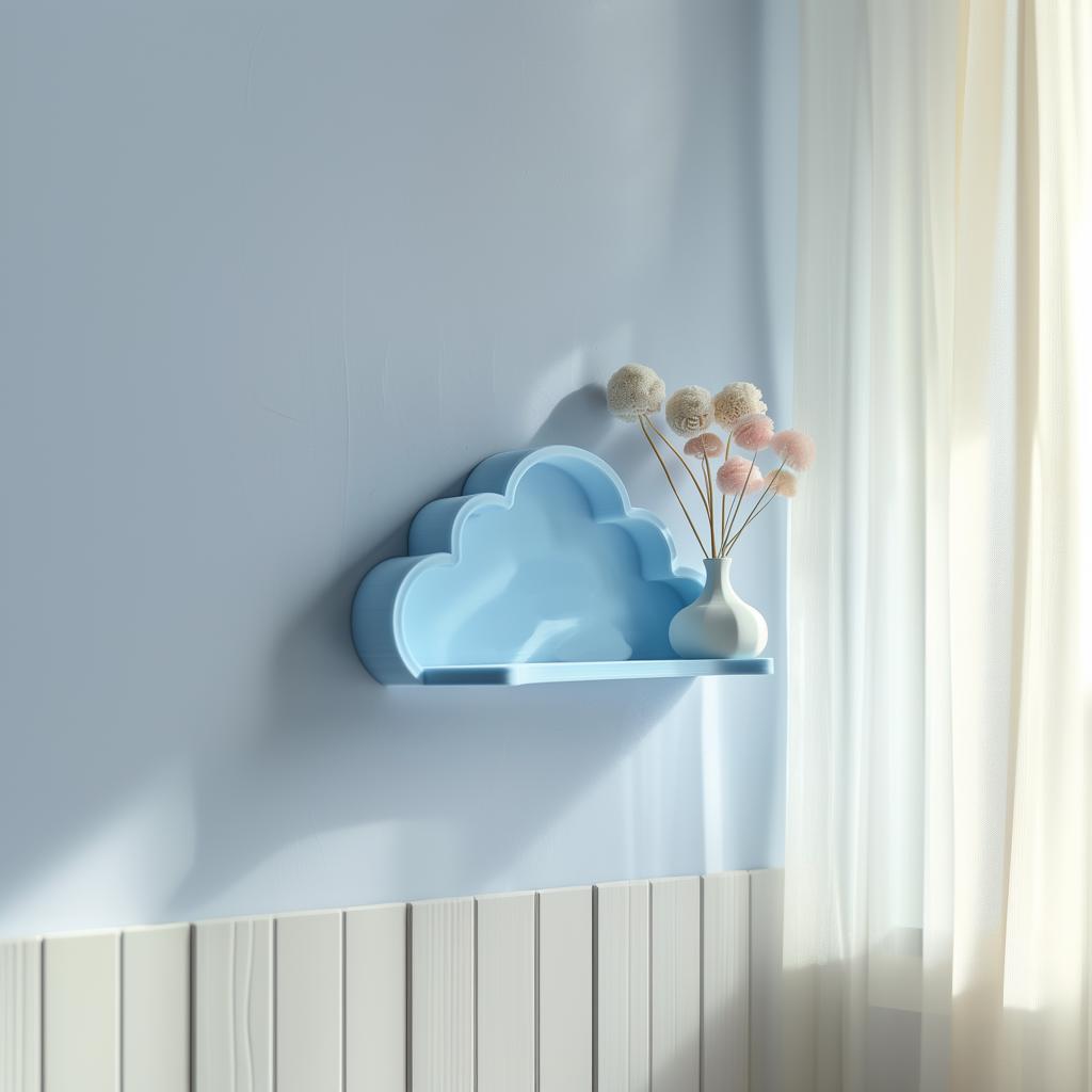 3D Printed Cloud Wall Shelf | Modern Minimalist Floating Shelf Design | Unique Whimsical Home Decor | Contemporary Kids Room Wall Accent