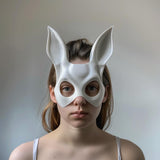 3D Printed Bunny Face Mask | Minimalist Rabbit Mask for Adults | Unique Animal Cosplay & Halloween Costume Prop | Modern 3D Print Art Design