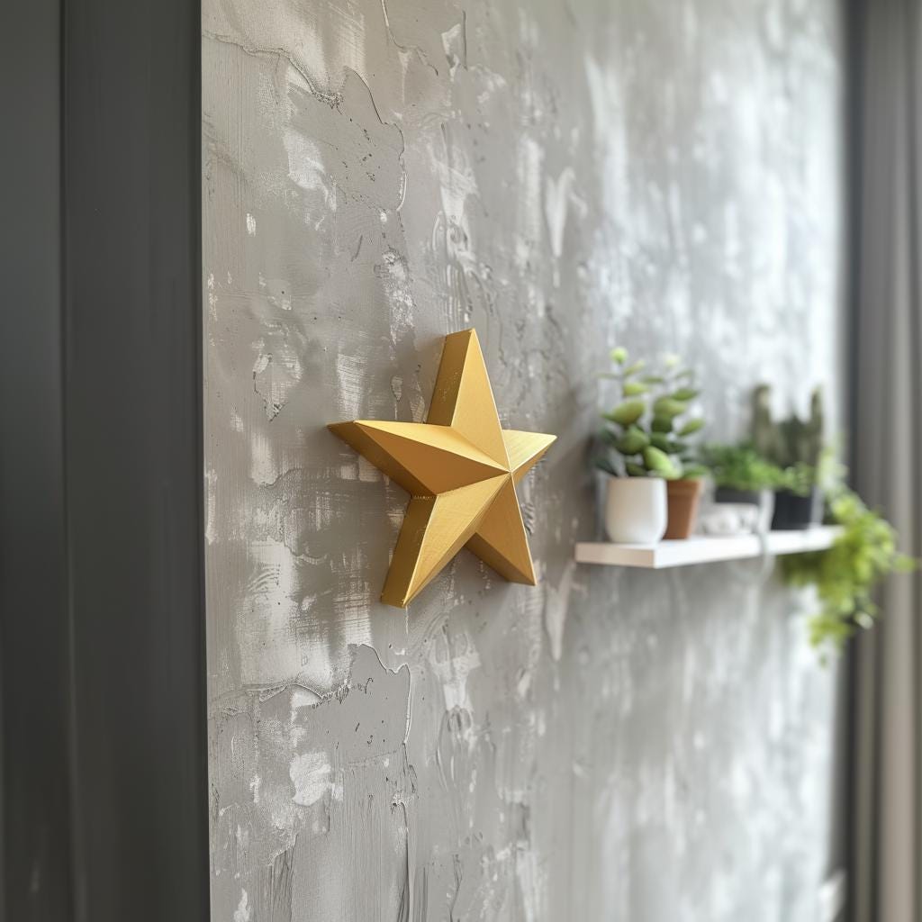 3D Printed Star Wall Decor | Modern Minimalist Geometric Design | Unique 3D Printed Wall Art for Creative Interiors and Contemporary Homes