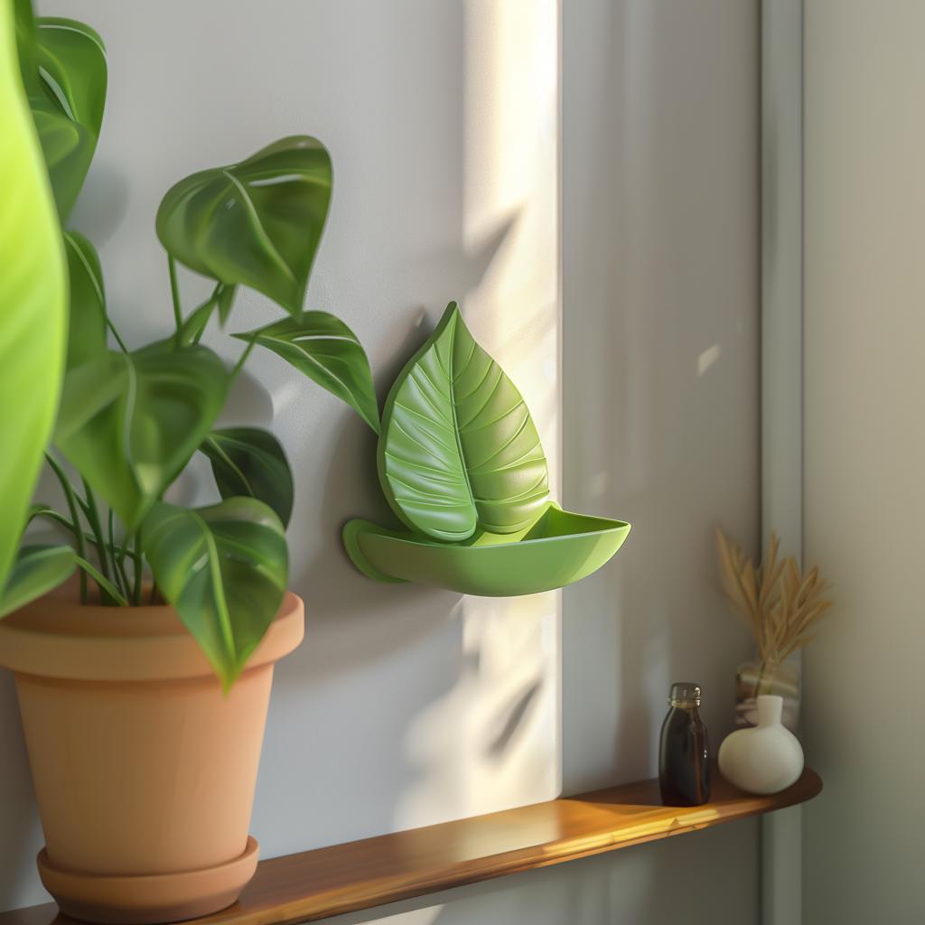 3D Printed Leaf Wall Shelf | Modern Botanical Floating Shelf Design | Unique Nature Inspired Home Decor | Contemporary Wall Shelf