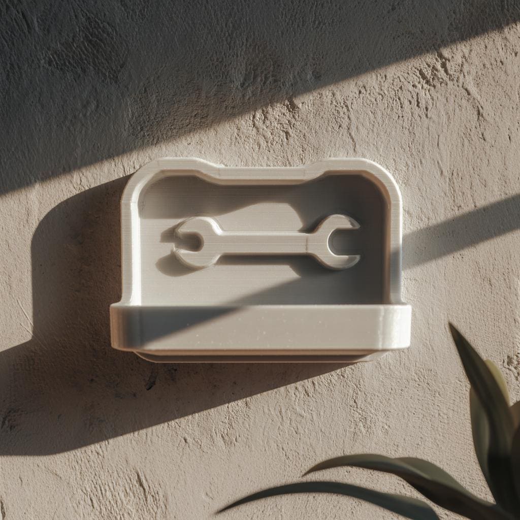 3D Printed Tool Wall Shelf | Minimal Garage Organizer Tray | Wrench Icon Floating Storage Ledge for Home Workshops and Utility Rooms Storage