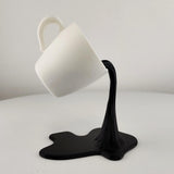 Floating Spilling Coffee Cup | 3D Printed Coffee Sculpture Optical Illusion Decor | Coffee Lover Gift Kitchen Table Centerpiece Barista Art