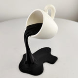 Floating Spilling Coffee Cup | 3D Printed Coffee Sculpture Optical Illusion Decor | Coffee Lover Gift Kitchen Table Centerpiece Barista Art