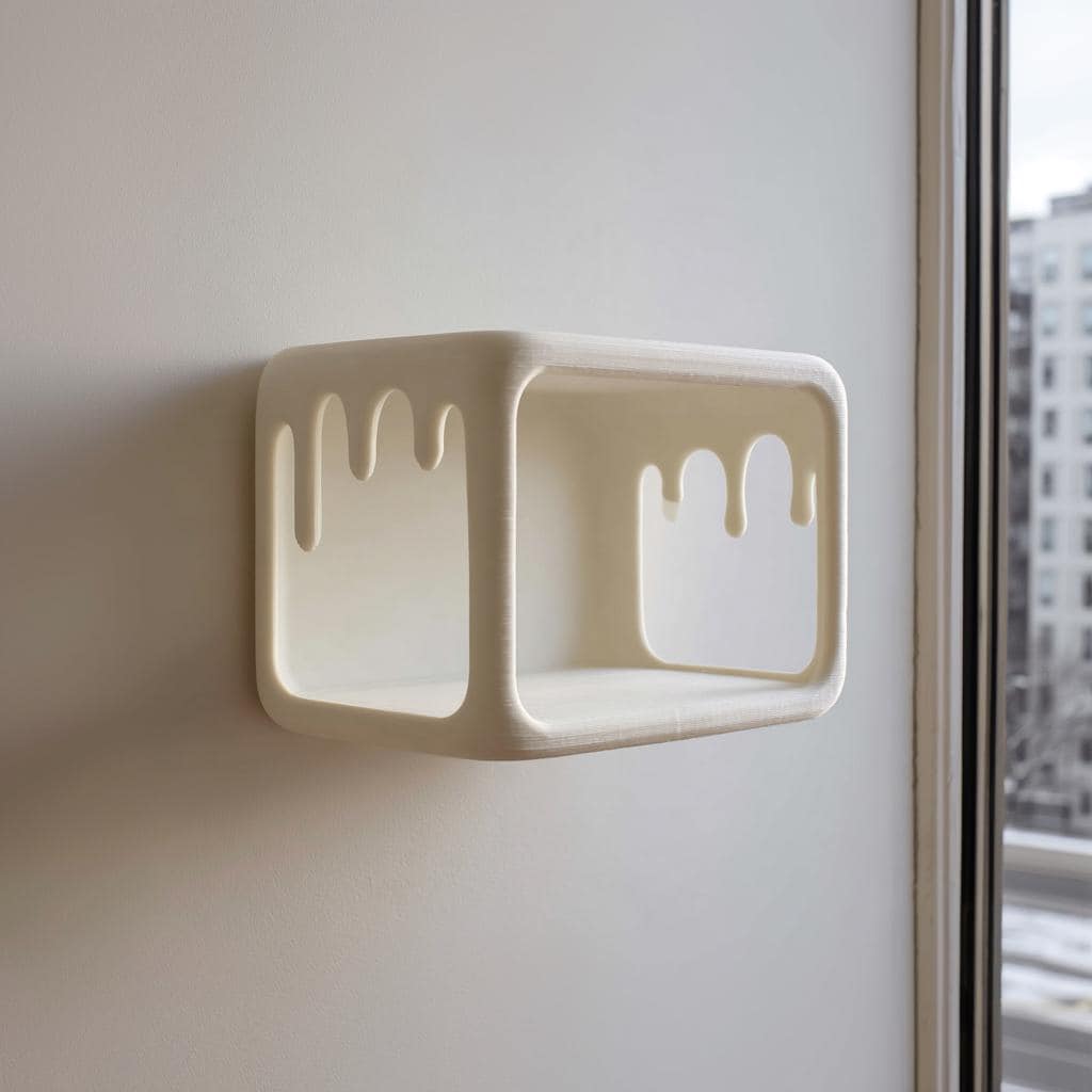 3D Printed Kawaii Dripping Wall Shelf Decor with Marshmallow Characters | Melting Display Ledge for Bedroom | Gaming | Home Office Studio