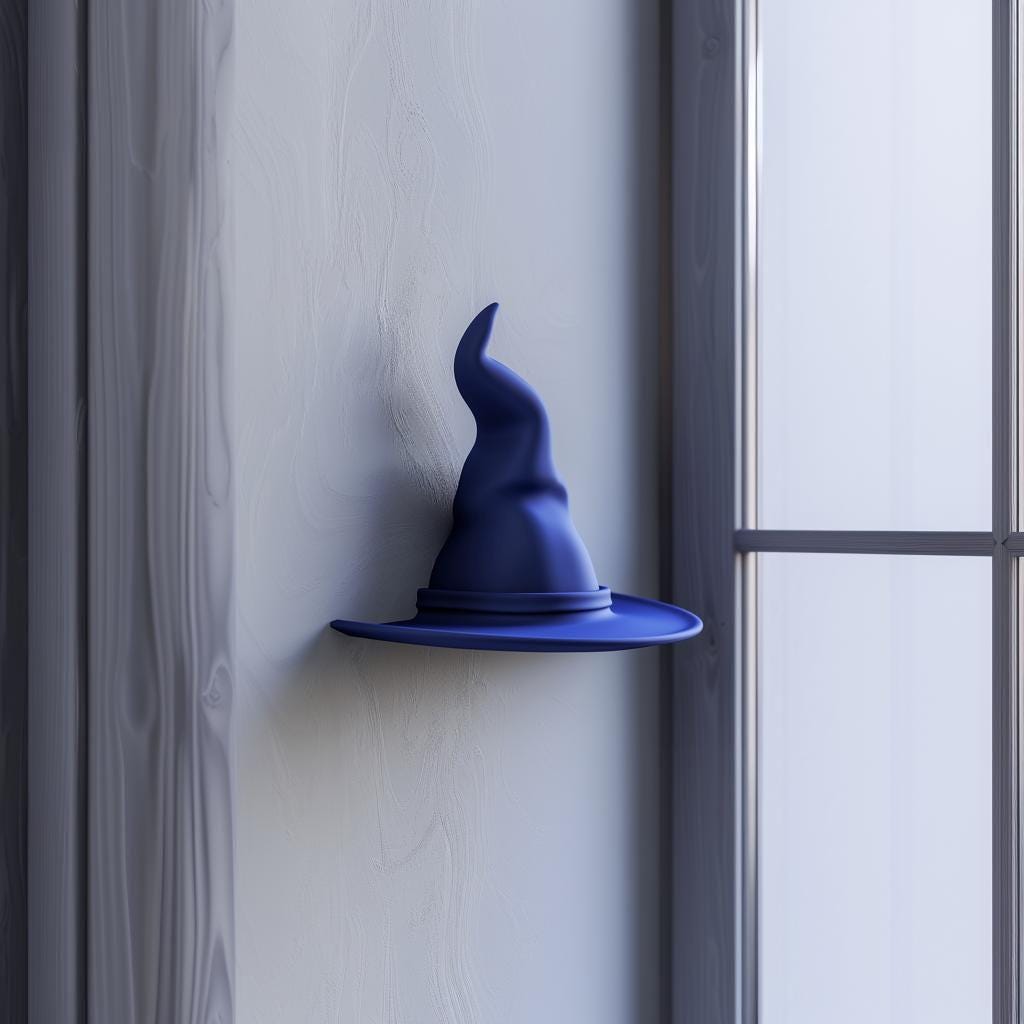 3D Printed Wizard Hat Wall Shelf | Magical Floating Witch Hat Decor | Unique Minimalist Wall Accent for Modern Home Interiors and Offices