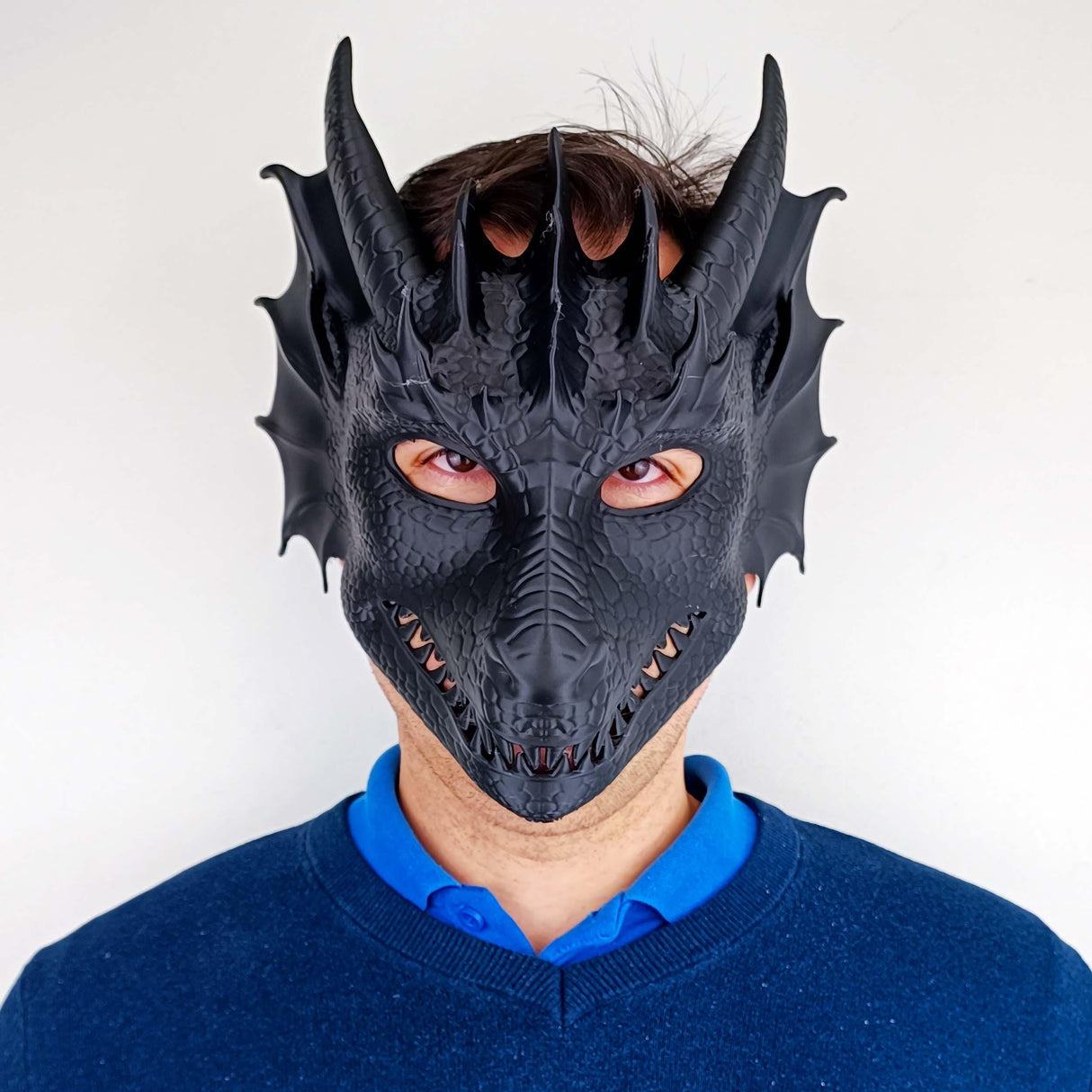 3D Printed Dragon Mask Fantasy Cosplay Mask | Mythical Creature Costume | Adjustable Fit | LARP & Renaissance Fair Mask Gothic Warrior Mask