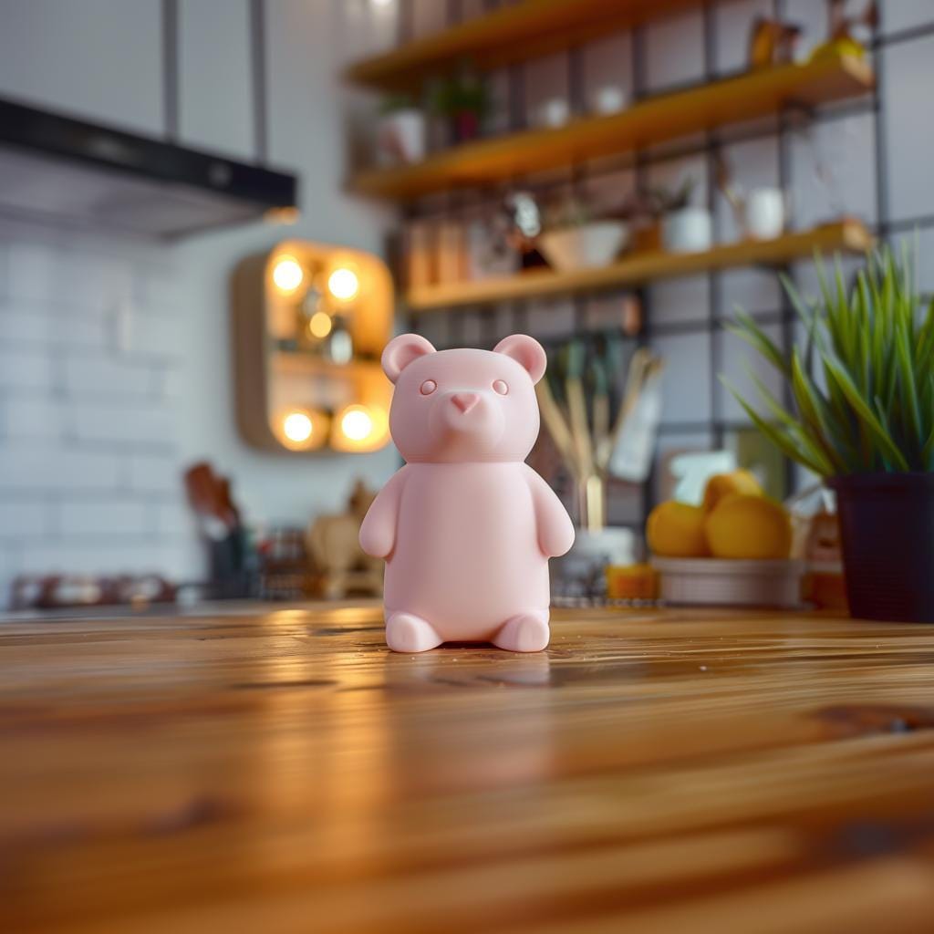 3D Printed Bear Figurine | Minimalist Animal Sculpture | Modern Decorative Figure for Home or Office