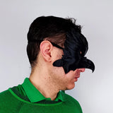 Black Raven Mask | Plague Doctor Cosplay Gothic Bird Mask | 3D Printed Fantasy Warrior Mystical Shaman Mask | Halloween Feathered Beak Mask