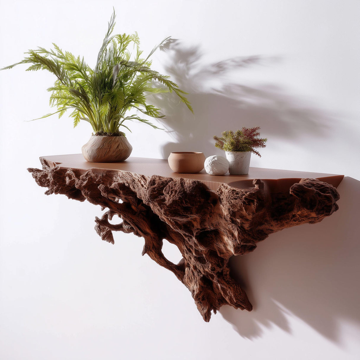 Tree Root Wall Shelf | Floating Shelf for Plants | 3D Printed Organic Wall Decor