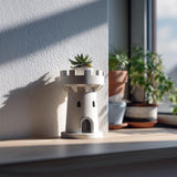 3D Printed Castle Tower Planter | Medieval Rook Style Succulent Pot | Fantasy Tabletop Decor for Desks, Windowsills and Cozy Home Interiors