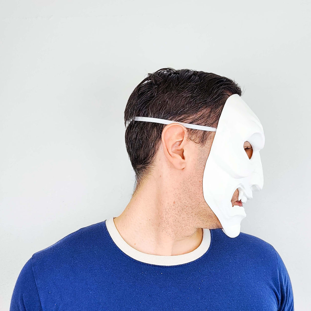 Full Oni Samurai Mask | 3D Printed Demon Mask | Japanese Warrior Cosplay | White Oni Mask | Halloween Costume | Scary Face Mask Gift for Him