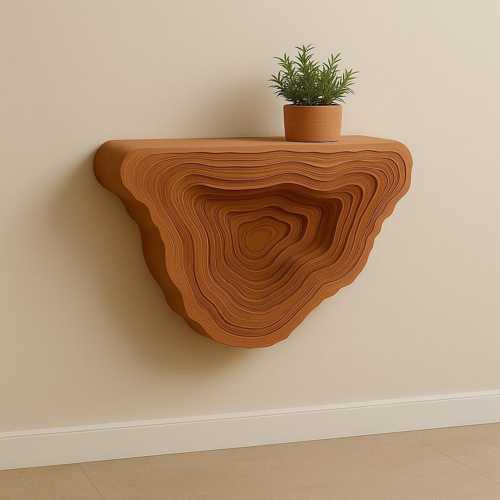 3D Printed Floating Shelf | Geometric Wall Modern Layered Design | Minimalist Home Decor