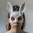 3D Printed Bunny Face Mask | Minimalist Rabbit Mask for Adults | Unique Animal Cosplay & Halloween Costume Prop | Modern 3D Print Art Design
