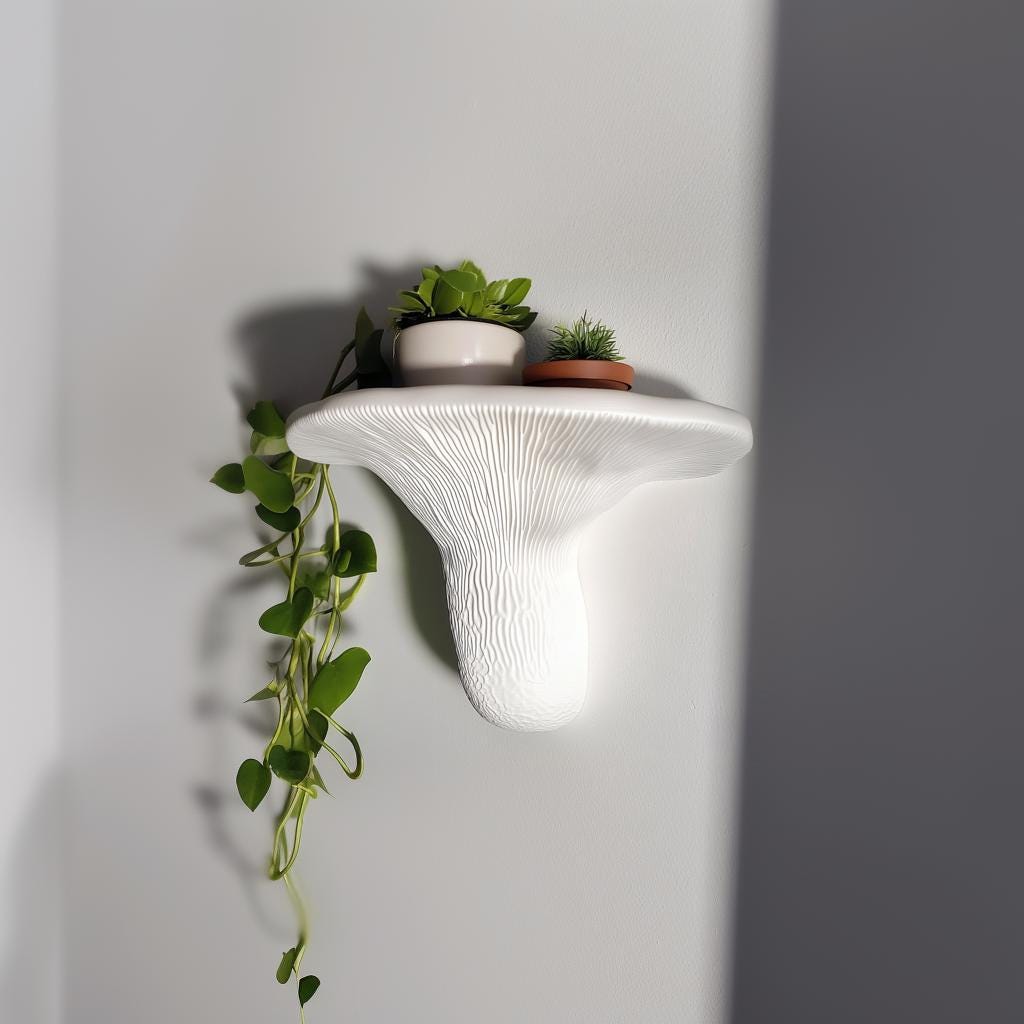 Turkey Tail Mushroom Shelf | 3D Printed Wall Shelf | Sculptural Floating Shelf | Matte White Organic Wall Decor | Fungi Inspired Home Accent