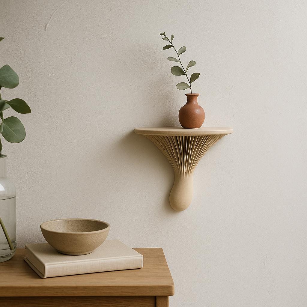 3D Printed Mushroom Wall Shelf | Floating Shelf | Organic Modern Decor