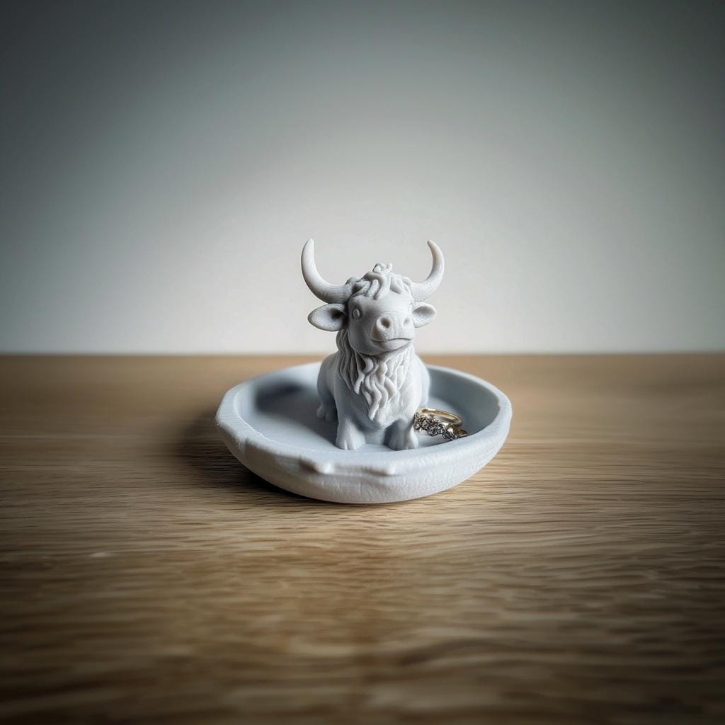 Cow Jewelry Dish | 3D Printed Ring Holder | Highland Cow Trinket Dish | Cute Cow Jewelry Organizer | Farmhouse Decor | Gift for Her