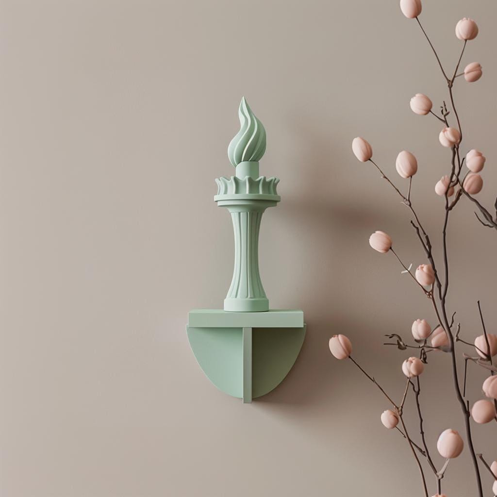 3D Printed Liberty Torch Wall Decor | Modern Minimalist Statue Inspired Sculpture for Living Room | Unique Symbolic Modern Home Accent Piece