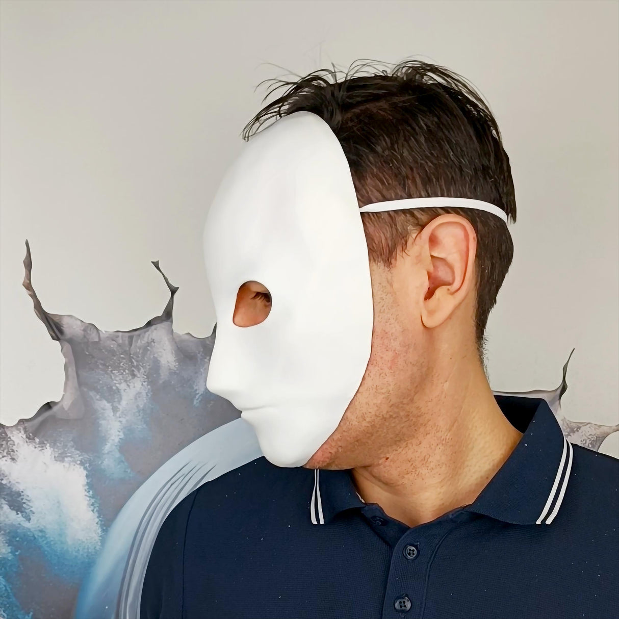 White Blank Face Mask | Minimalist Cosplay Mask | 3d Printed Paintable Mask for Halloween, Theater, Masquerades, Photoshoots