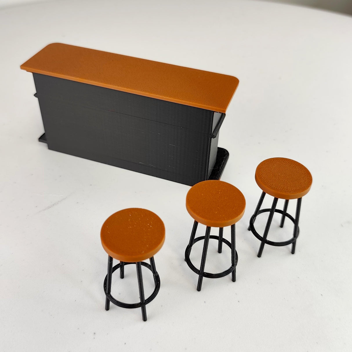 Miniature Bar Counter Set 1:12 Scale Dollhouse Bar | Tiny Bar Furniture Mini Bar Scene | Pub & Stools