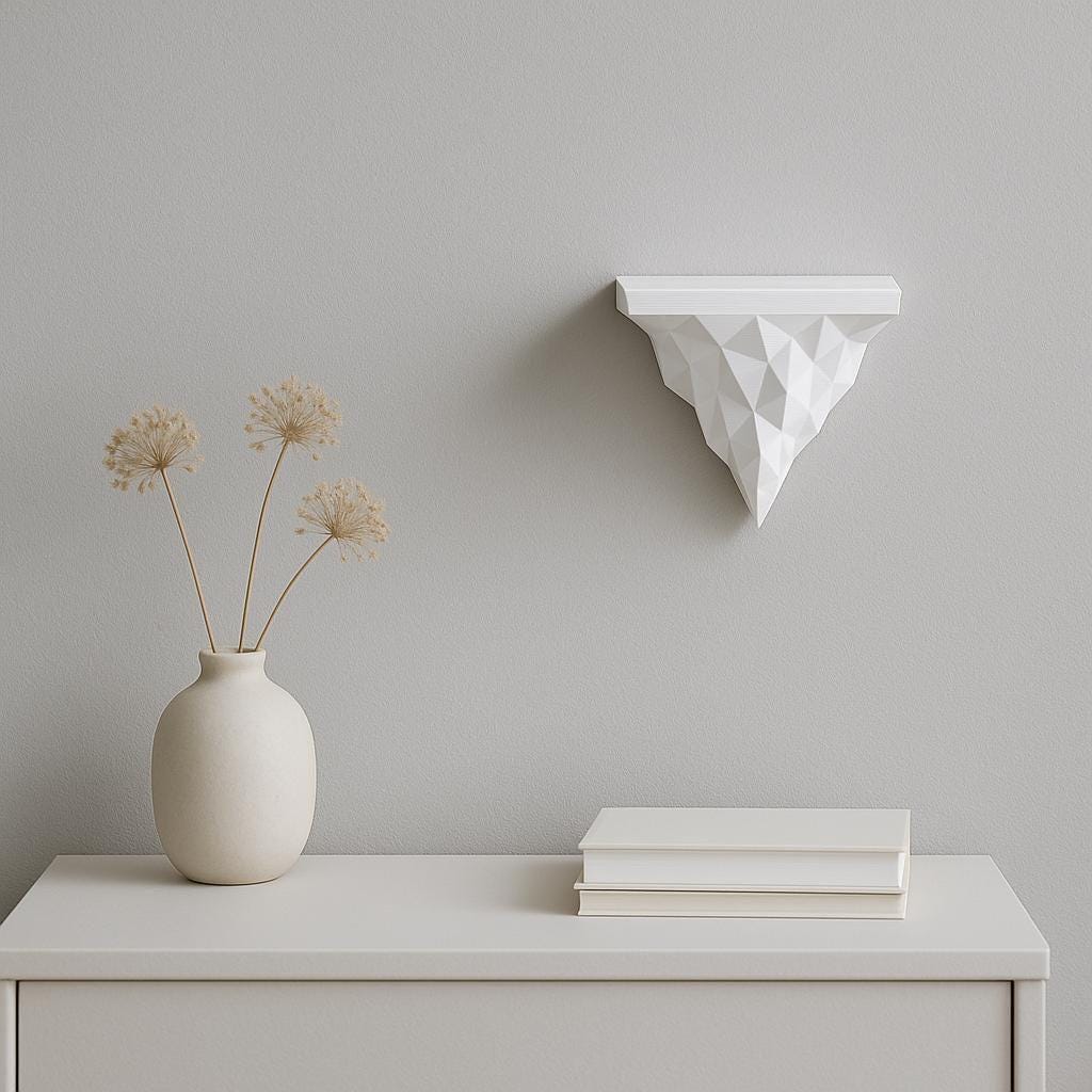 Geometric 3D Printed Wall Shelf | Modern Floating Iceberg Shelf | Minimalist Sculptural Decor