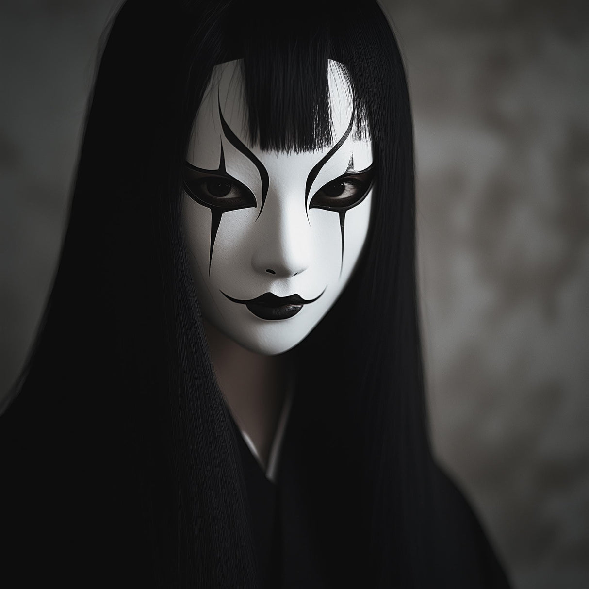 Japanese Ghost Mask | Horror Cosplay Mask | 3D Printed Theater Mask | Gothic Phantom Haunting Halloween Mask | Creepy Spirit Mask