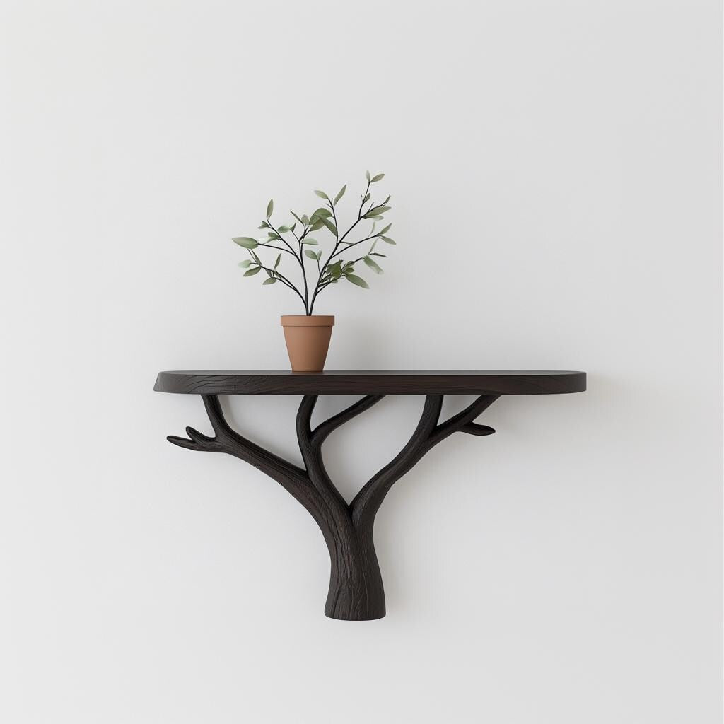 Tree Branch Wall Shelf | 3D Printed Floating Shelf for Plants | Nature Inspired Decor | Modern Wall Storage | Minimalist Plant Holder