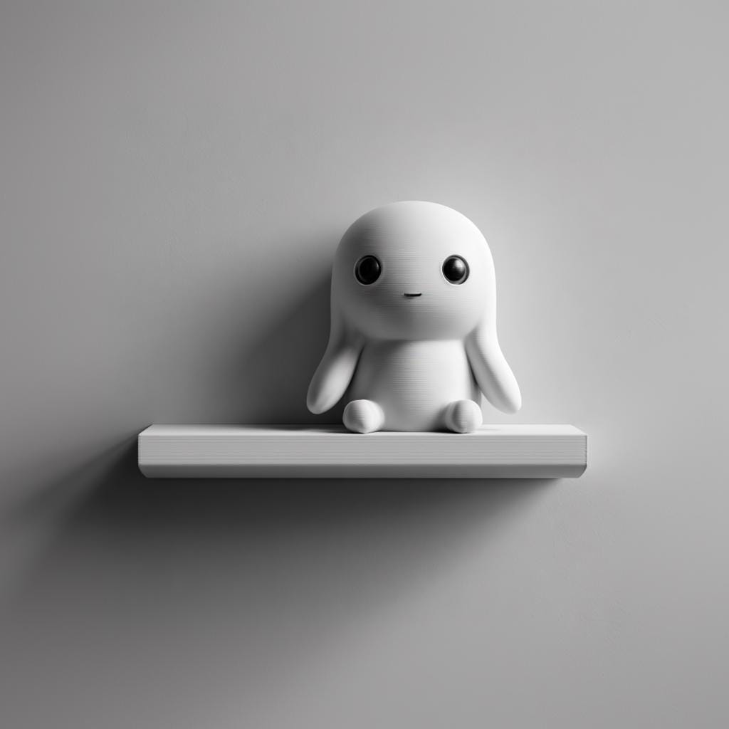 3D Printed Character Wall Shelf | Minimalist Bunny Inspired Floating Ledge Display | Cute Modern Room Decor Accent for Cozy Home Interiors