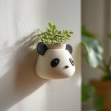 3D Printed Panda Wall Planter | Animal Face Hanging Pot for Nursery | Minimal Wall Decor for Modern Kids Rooms and Playroom Spaces at Home
