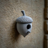 3D Printed Acorn Birdhouse Wall Decor with Removable Roof | Whimsical Cottage Bird House Sculpture for Balcony, Garden or Entryway Accen