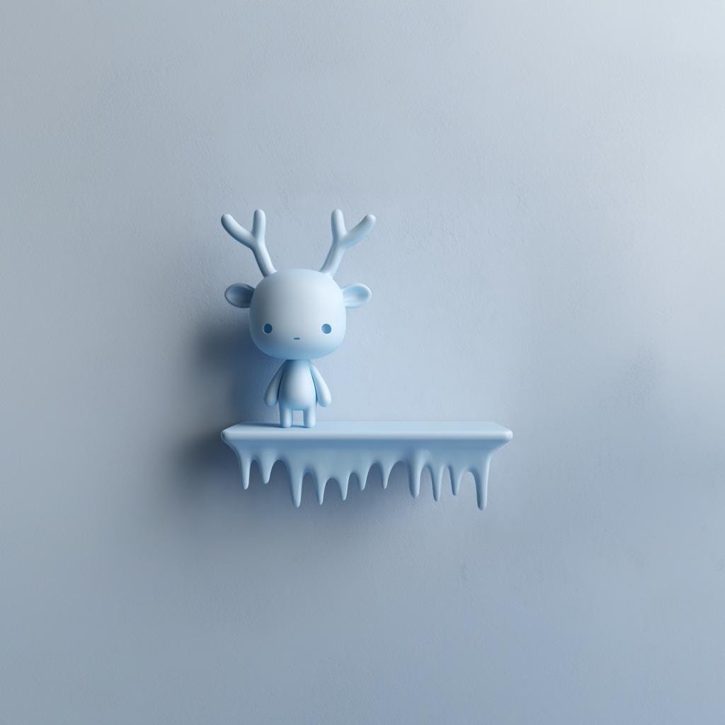 3D Printed Antler Buddy Wall Shelf | Minimal Icicle Edge Floating Ledge Display | Cute Winter Room Decor Accent for Cozy Home Interiors