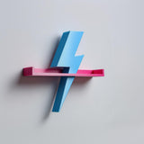 3D Printed Lightning Bolt Wall Shelf | Floating Ledge Display for Collectibles | Modern Wall Decor Accent for Kids Rooms Gaming and Offices
