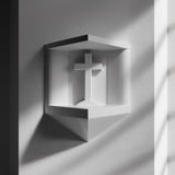 3D Printed Prayer Wall Shelf | Minimal Cross Niche Floating Shrine | Modern Home Prayer Decor Accent for Cozy Hallway and Living Room Decor