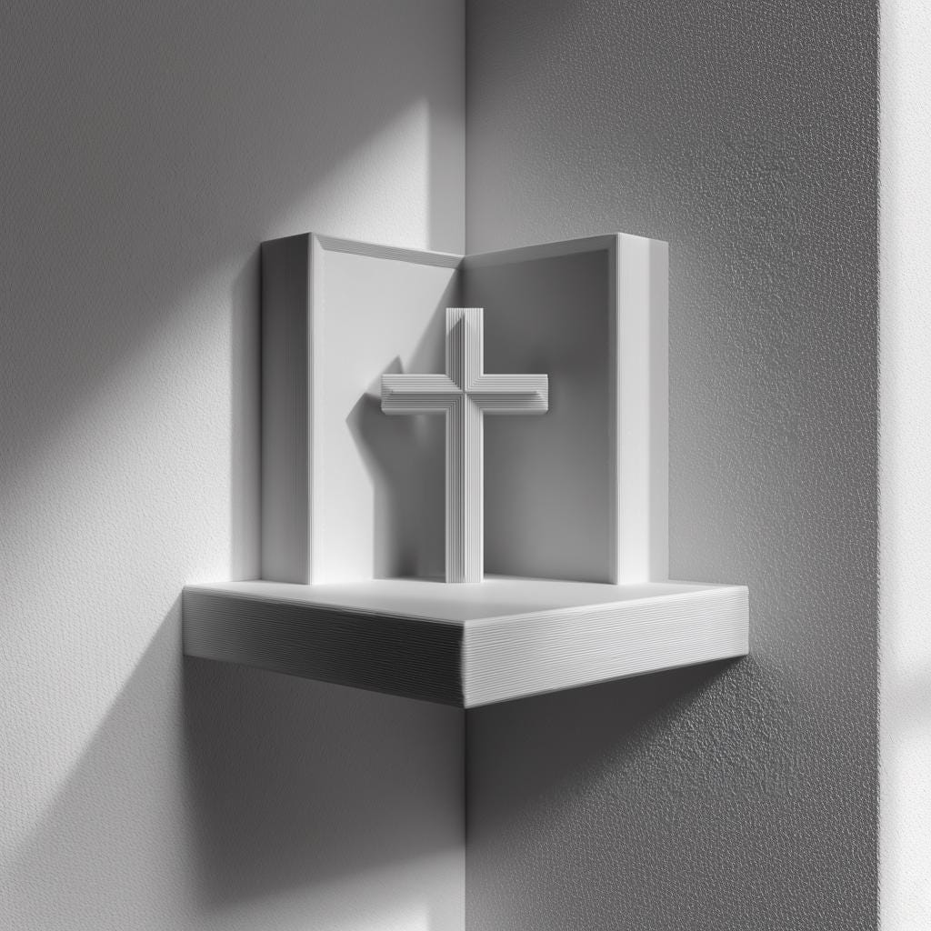 3D Printed Corner Prayer Wall Shelf | Minimal Cross Shrine Decor | Modern Home Altar Accent for Hallways Living Rooms and Cozy Interiors