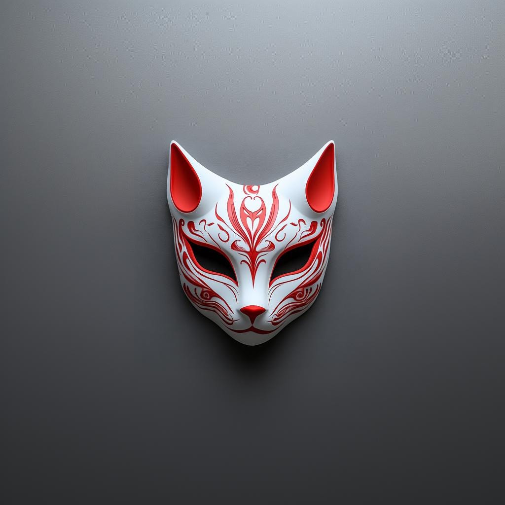 Red Fox Mask | 3D Printed Japanese Mask | Anime Cosplay Mask | Kitsune Yokai Spirit Mask | Festival Fox Mask | Costume Prop Demon Mythology