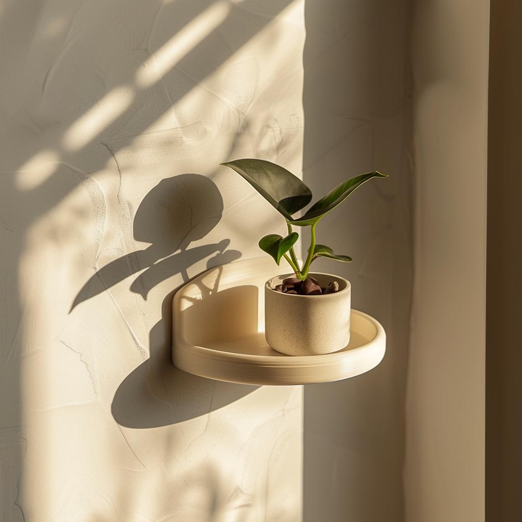 3D Printed Round Wall Shelf | Minimalist Floating Display Ledge | Modern Curved Wall Decor Accent for Stylish Contemporary Home Interiors