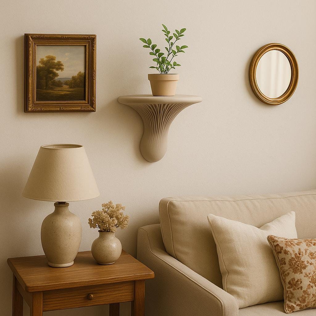 3D Printed Wall Mushroom Shelf | Sculptural Shelf | Minimalist Floating Shelf | Modern Organic Decor | Japandi Wabi Sabi Wall Art Shelfs