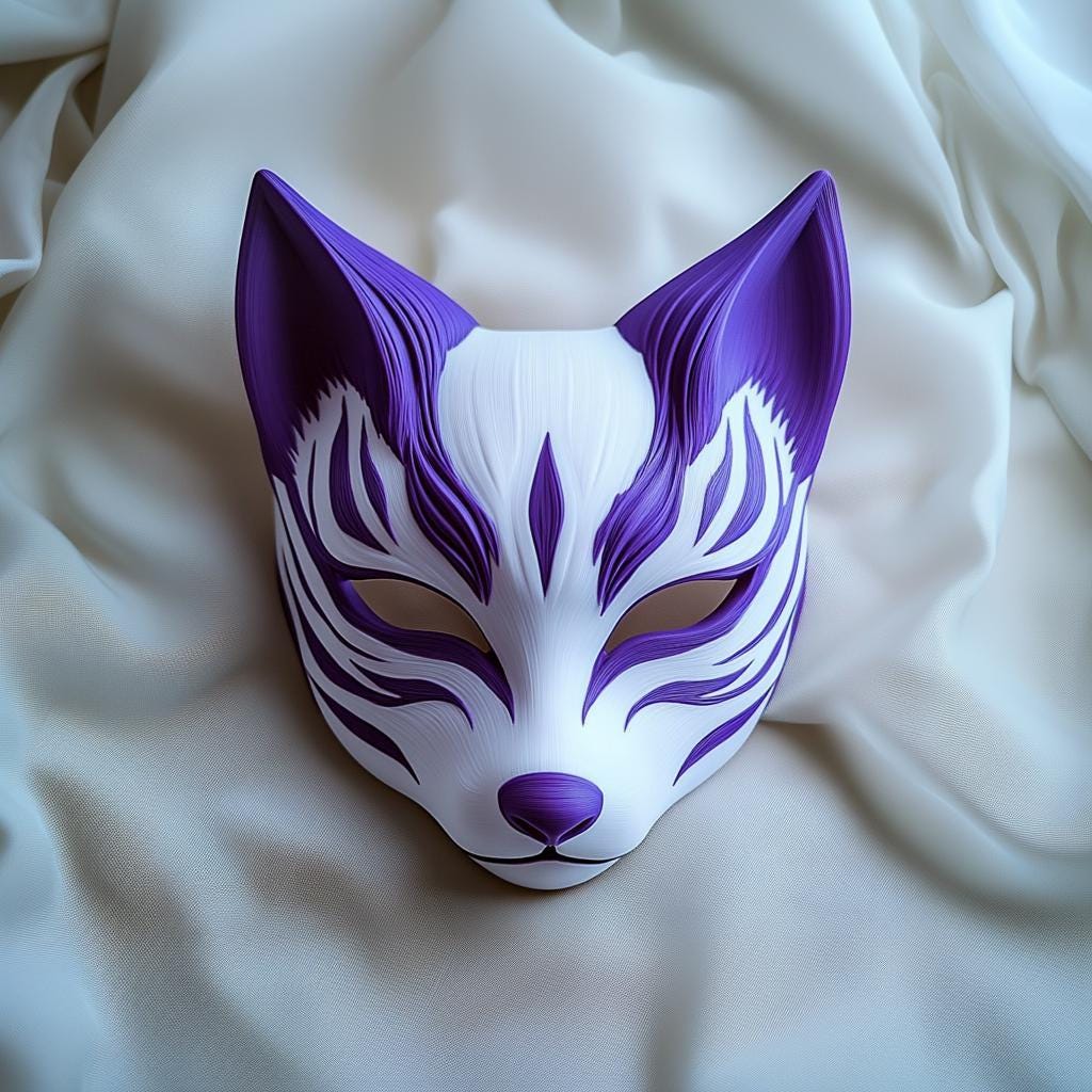 3D Printed Kitsune Mask | Fox Spirit Mask | Japanese Cosplay Festival Mask | Anime Mythical Fox Mask | Fox Demon Mask
