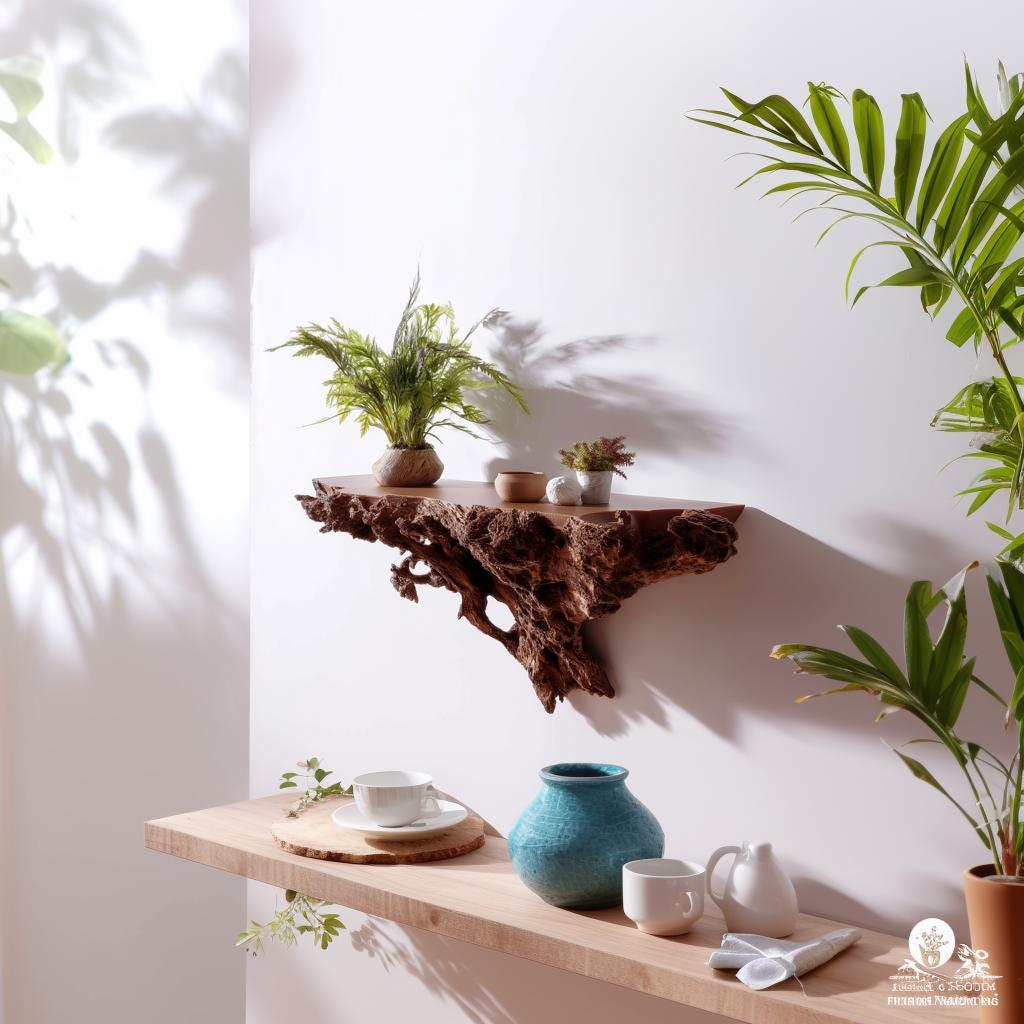 Tree Root Wall Shelf | Floating Shelf for Plants | 3D Printed Organic Wall Decor
