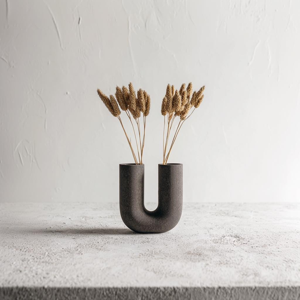 3D Printed U Shaped Vase | Modern Sculptural Vase Minimalist PLA Plastic Vase | Decorative Vase for Dried or Fresh Flowers Unique Home Decor