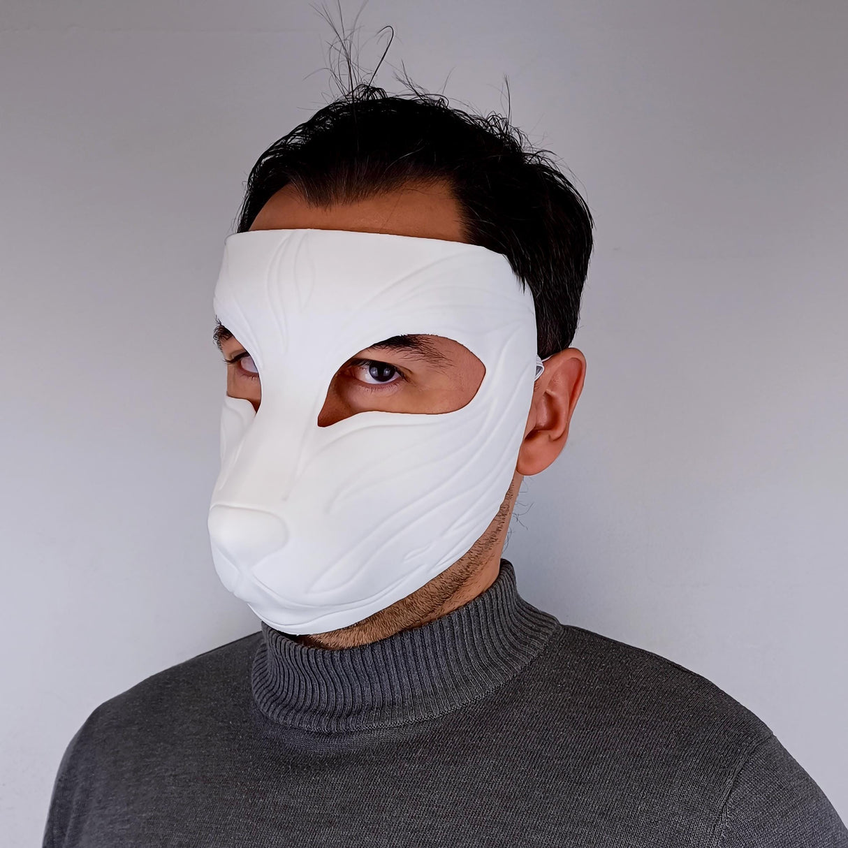 3D Printed Kitsune Mask | Japanese Fox Spirit Mask | Yokai Cosplay Mask | Anime Fox Mask | Fantasy Noh Mask | Halloween Cosplay Mask