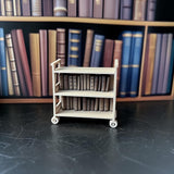 Dollhouse Library Cart | 1:12 Scale Miniature Bookshelf | 3D Printed Rolling Bookcase | Miniature Library Storage | Dollhouse Furniture Play