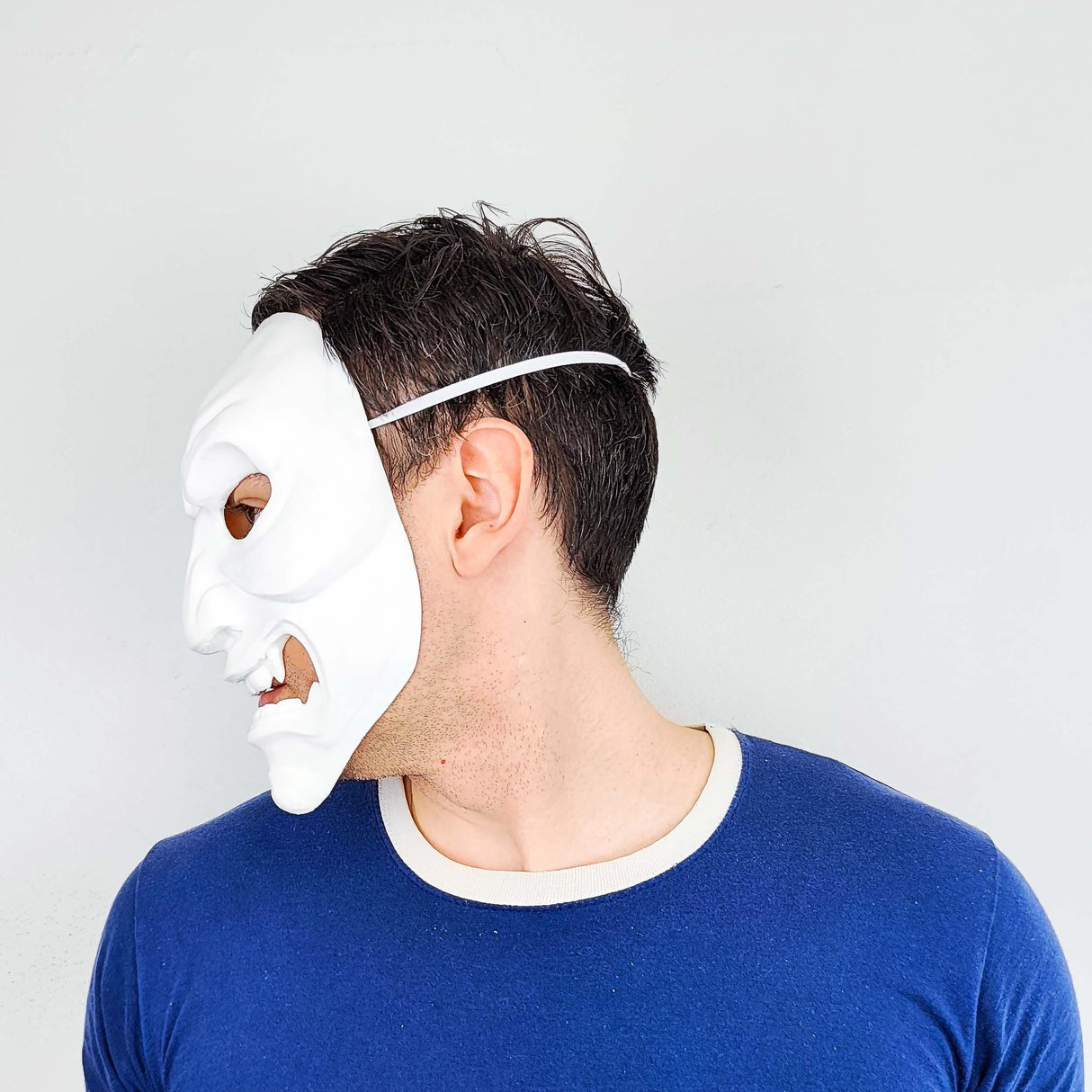 Full Oni Samurai Mask | 3D Printed Demon Mask | Japanese Warrior Cosplay | White Oni Mask | Halloween Costume | Scary Face Mask Gift for Him