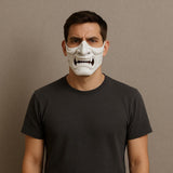 White Oni Samurai Mask | 3D Printed Demon Mask | Japanese Half Face Cosplay Mask