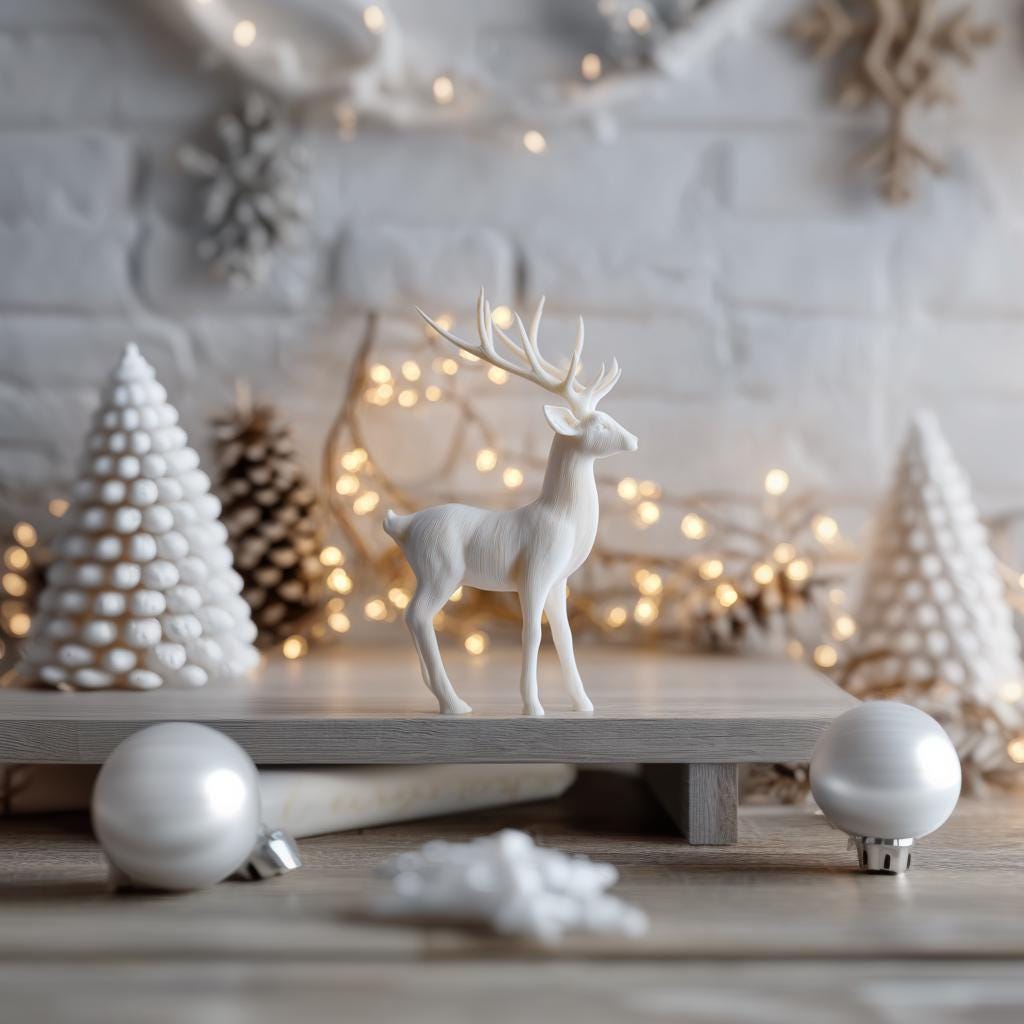 3D Printed Deer Figurine | Modern Minimalist Reindeer Sculpture | Unique Holiday Home Decor | Contemporary 3D Printed Christmas Accent