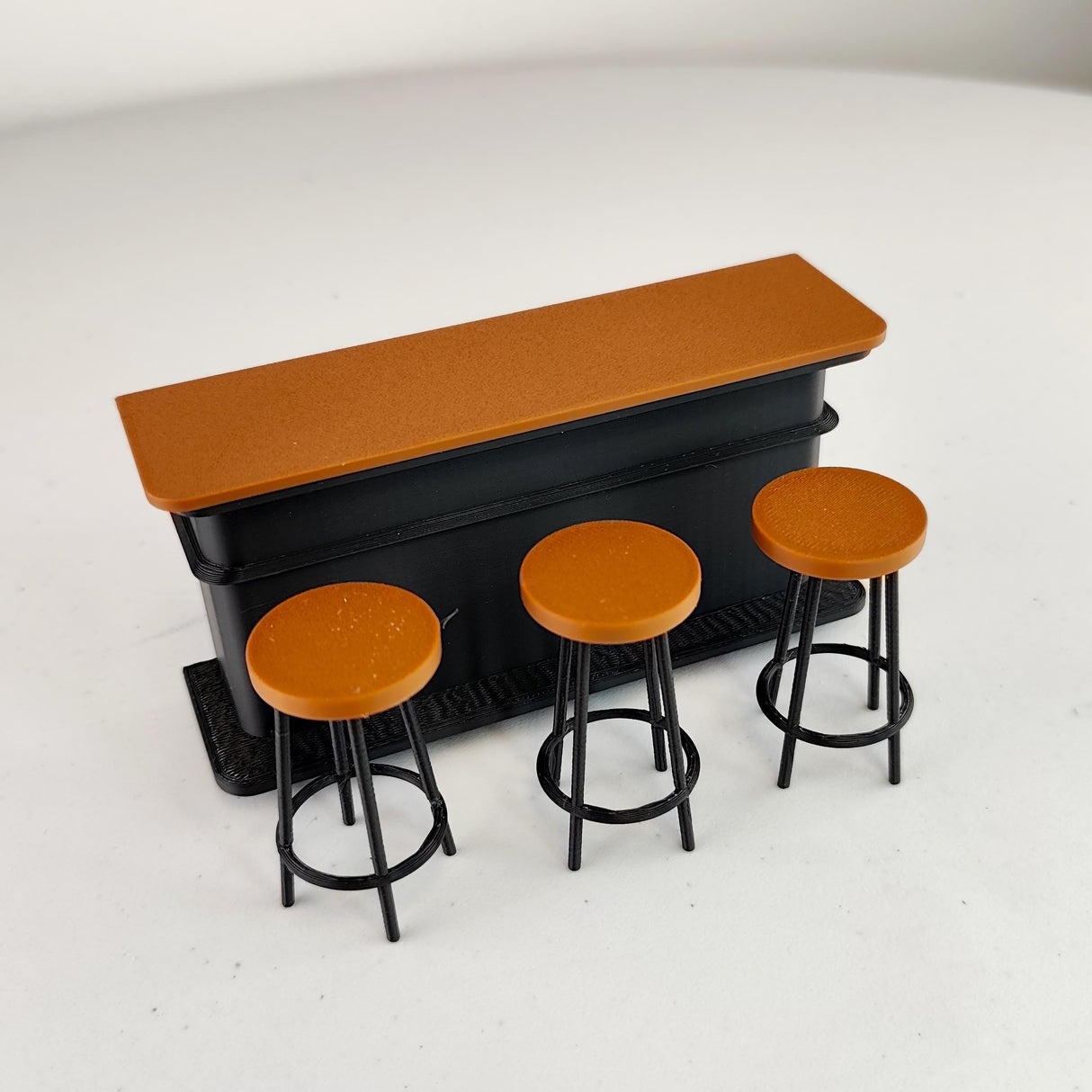 Miniature Bar Counter Set 1:12 Scale Dollhouse Bar | Tiny Bar Furniture Mini Bar Scene | Miniature Pub & Stools | Dollhouse Kitchen Decor