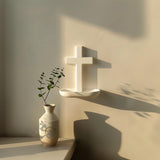 3D Printed Cross Wall Shelf | Minimalist Prayer Nook Decor | Modern Floating Ledge for Cozy Home and Chapel Interior Decor Spaces