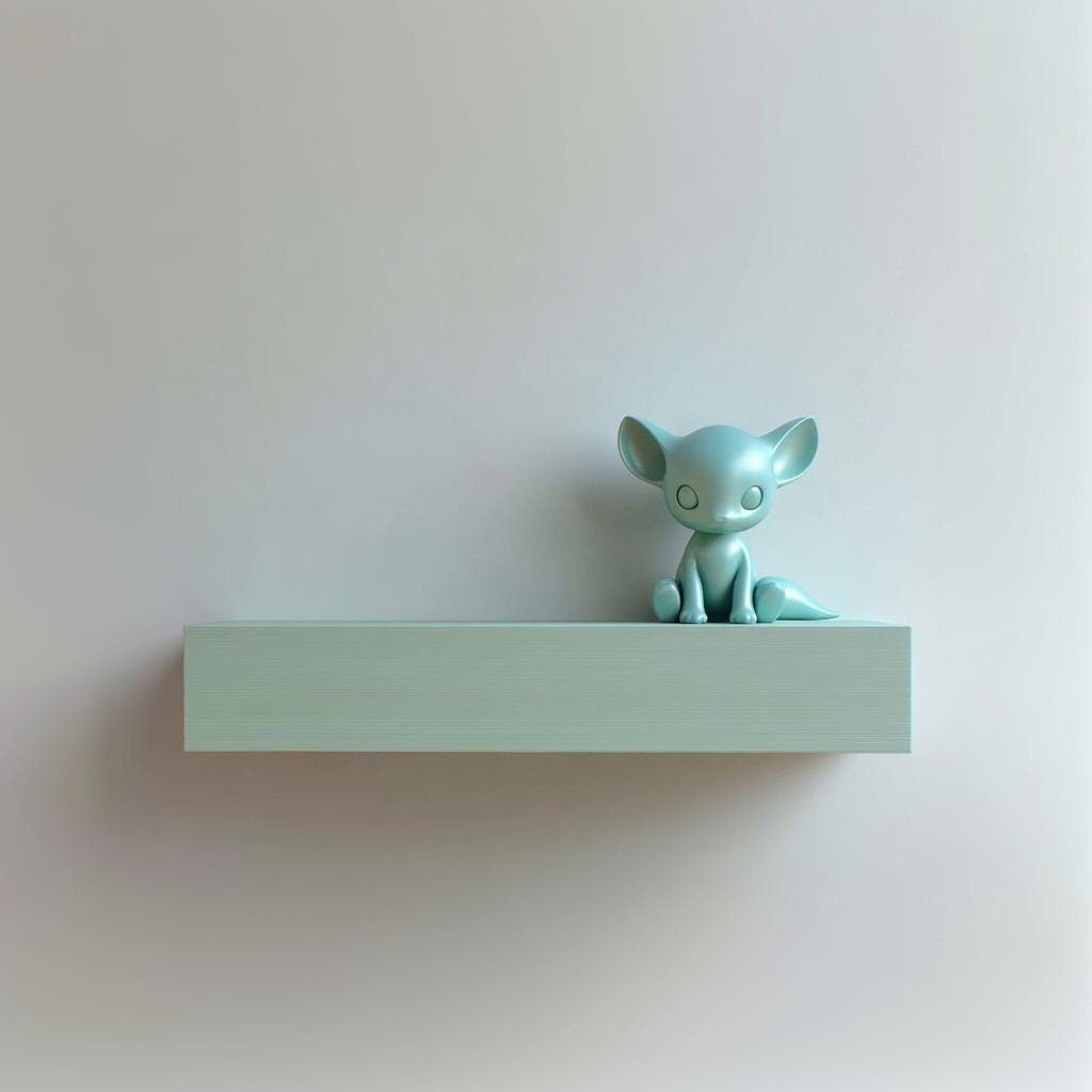 3D Printed Fantasy Fox Wall Shelf | Minimal Floating Display Ledge with Cute Creature Buddy | Modern Kids Room and Cozy Gaming Decor Accent